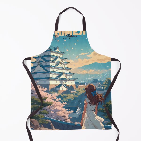 Item preview, Anime Girl Contemplating Himeji Castle Golden Hour Pastel Art designed and sold by JacksoonLester.