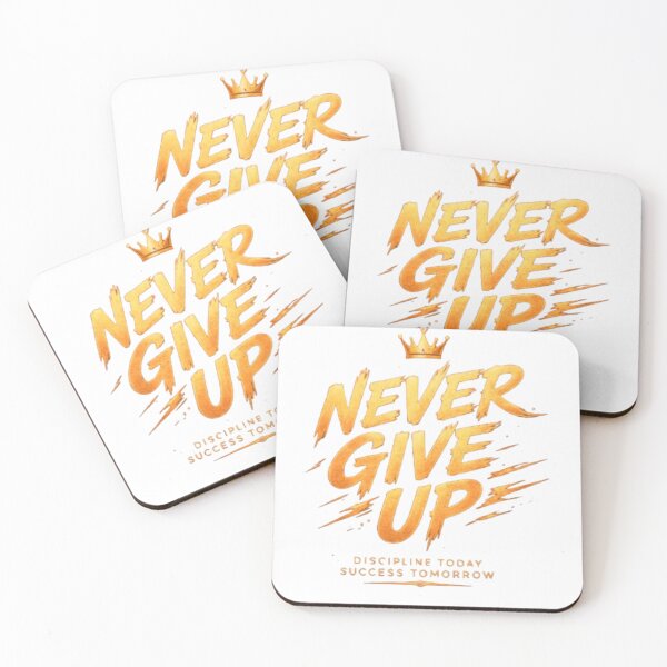 Item preview, Never Give Up motivational golden quote with crown designed and sold by Ahmedsyde.