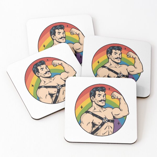 Item preview, Retro Pop Art Rainbow Leather Pride Man designed and sold by Anne97s.