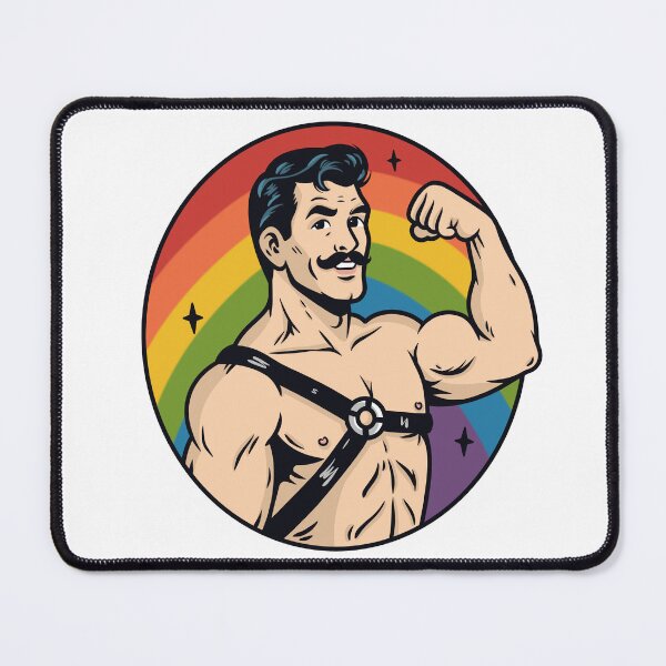 Item preview, Retro Pop Art Rainbow Leather Pride Man designed and sold by Anne97s.