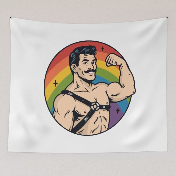 Item preview, Retro Pop Art Rainbow Leather Pride Man designed and sold by Anne97s.