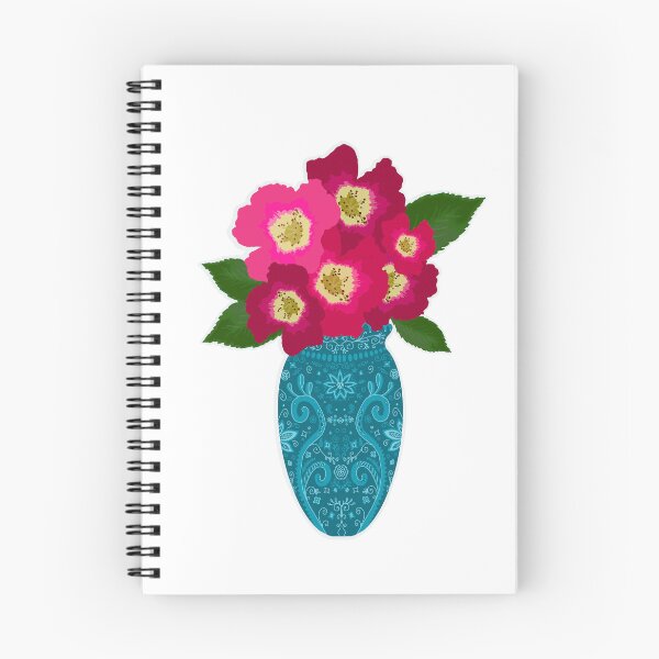 Item preview, Fuchsia Flowers in Blue Patterned Vase designed and sold by blejsart.