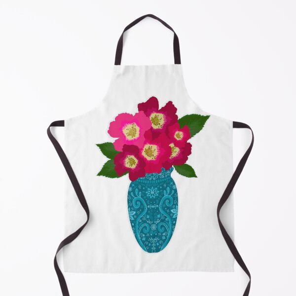 Item preview, Fuchsia Flowers in Blue Patterned Vase designed and sold by blejsart.