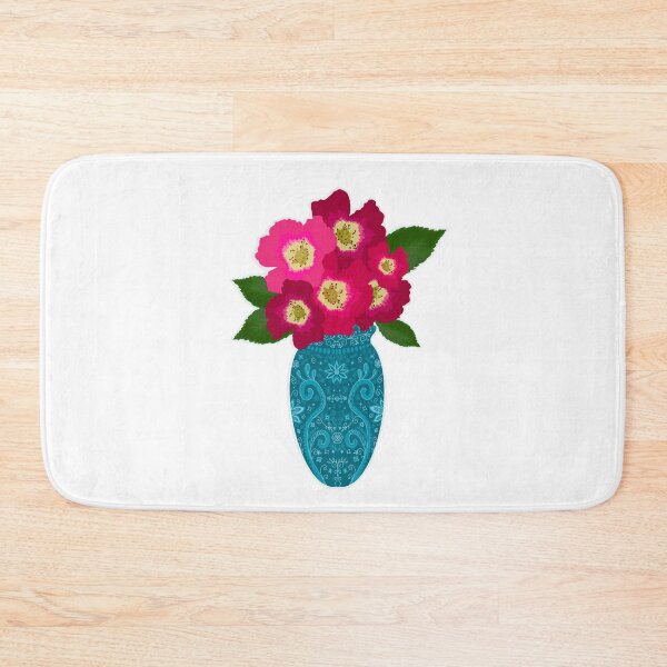 Item preview, Fuchsia Flowers in Blue Patterned Vase designed and sold by blejsart.