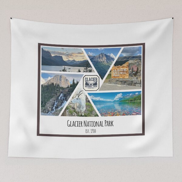 Item preview, Glacier National Park image collage designed and sold by SmyrnaBuffalo.