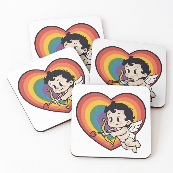 Item preview, Cute Vintage Cupid with Rainbow Pride Heart designed and sold by Anne97s.