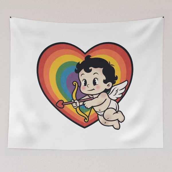 Item preview, Cute Vintage Cupid with Rainbow Pride Heart designed and sold by Anne97s.