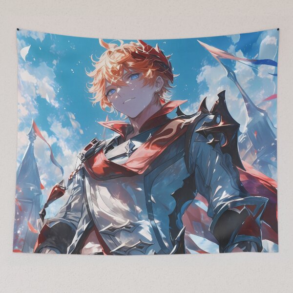 Item preview, Tartaglia Childe Genshin Impact Confident Hero With Red Scarf designed and sold by Spraykart.
