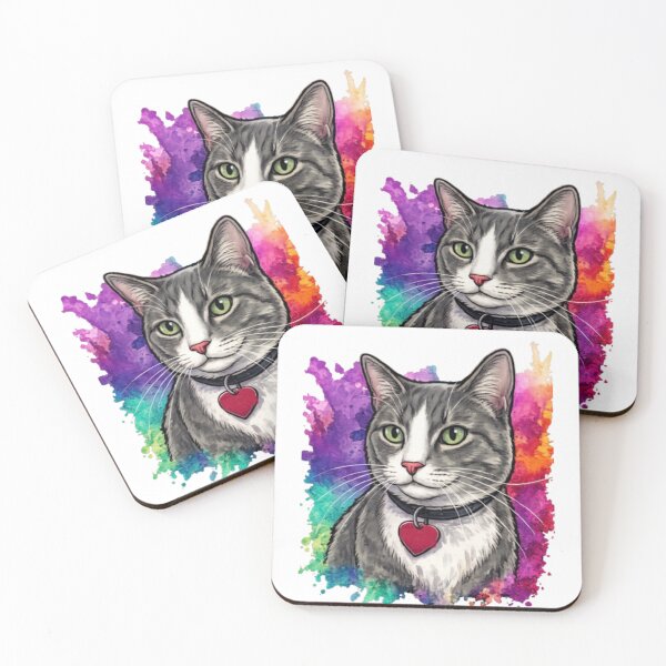 Item preview, Cat portrait with color splash background  designed and sold by PhreshPickt.