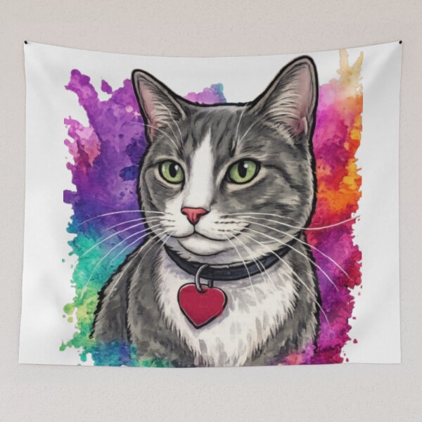 Item preview, Cat portrait with color splash background  designed and sold by PhreshPickt.