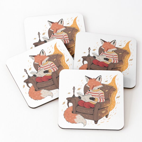 Item preview, Cozy Fox Reading Book by Fireplace Autumn Storybook Art designed and sold by charliedelong.