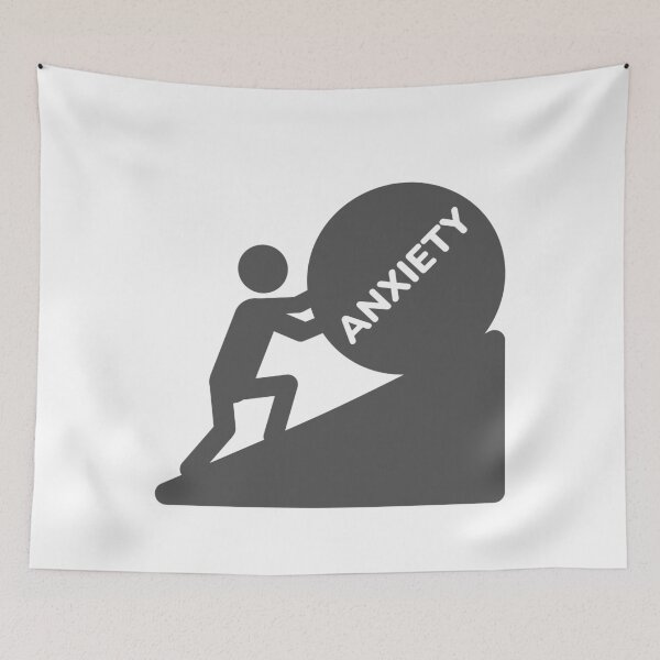 Item preview, Anxiety Daily Struggle Sisyphus Boulder Minimalist Icon designed and sold by Shape Snip Studio.