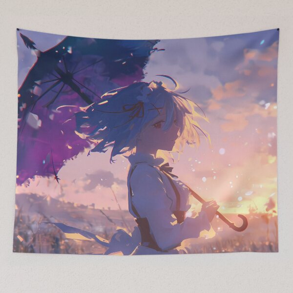 Item preview, Tobiichi Origami Date A Live Umbrella Silhouette Sunset Sky designed and sold by 108Recordings.