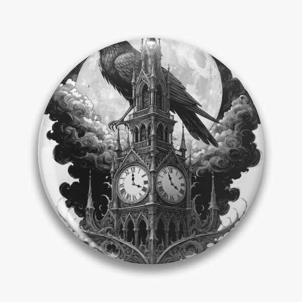 Artikelvorschau, Gothic Raven Clock Tower Midnight Moon Dark Art T-Shirt entworfen und verkauft von charliedelong.