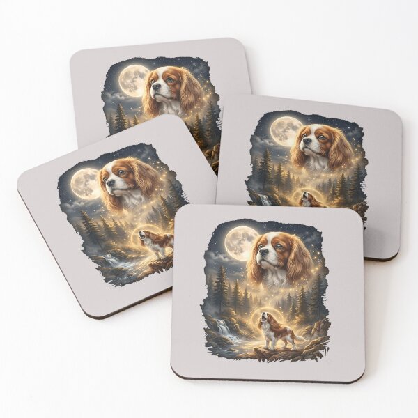 Item preview, Cavalier King Charles Spaniel Howling At The Moon Retro designed and sold by MabelWells.