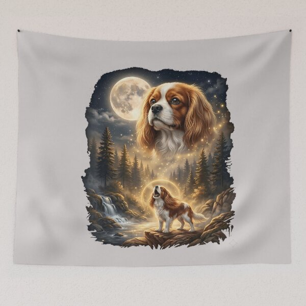 Item preview, Cavalier King Charles Spaniel Howling At The Moon Retro designed and sold by MabelWells.