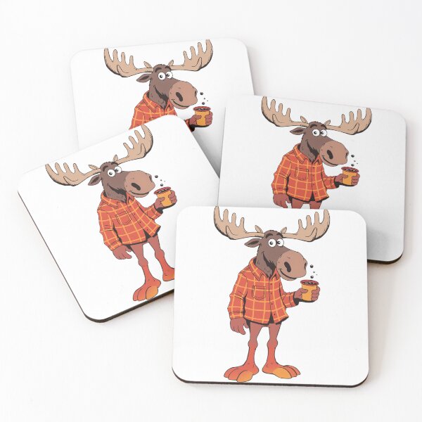 Item preview, Moose in Flannel Coffee Cartoon - Funny Animal T-Shirt designed and sold by charliedelong.