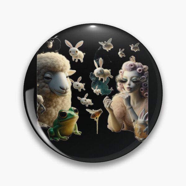 Item preview, Whimsical Rococo Lady with Flying Bunnies and Green Frog designed and sold by LujziWorld.