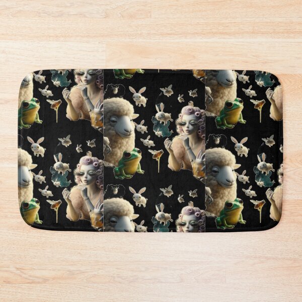 Item preview, Whimsical Rococo Lady with Flying Bunnies and Green Frog designed and sold by LujziWorld.