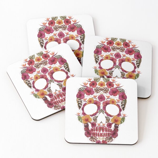 Item preview, Tropical Sugar Skull Day of the Dead Floral Art T-Shirt designed and sold by charliedelong.