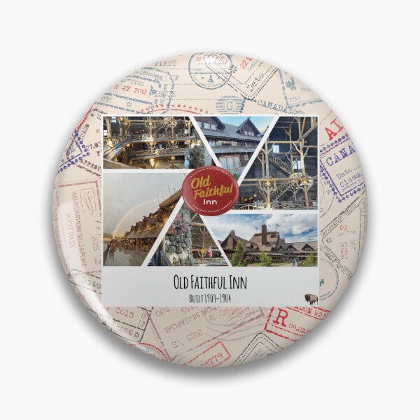 Item preview, Old Faithful Inn at Yellowstone National Park image collage designed and sold by SmyrnaBuffalo.