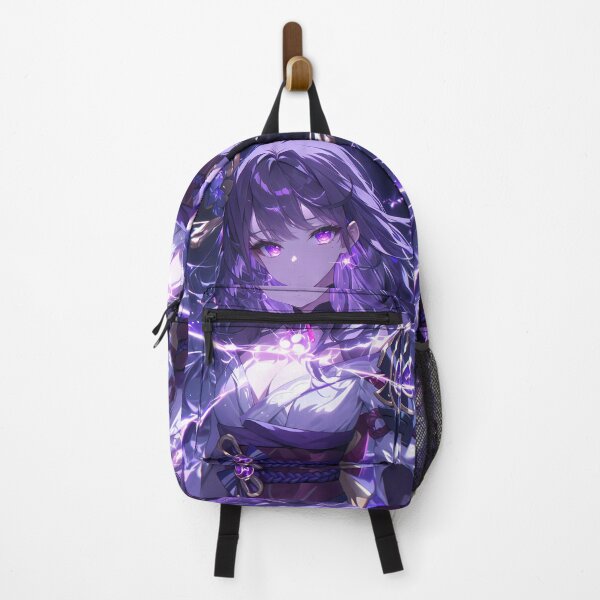 Item preview, Raiden Shogun Genshin Impact Violet Lightning Mystical Glowing Portrait designed and sold by 108Recordings.