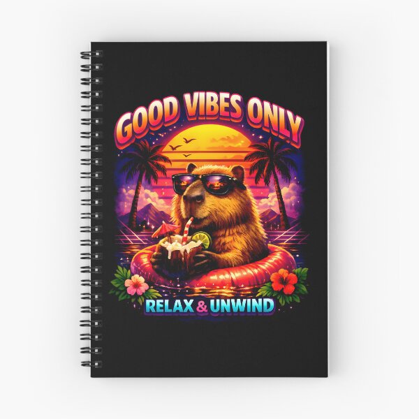 Item preview, Good Vibes Only Retro Summer Beaver – Relax & Unwind Synthwave Sunset designed and sold by Doodle-Bloom.