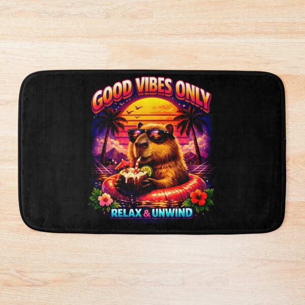 Item preview, Good Vibes Only Retro Summer Beaver – Relax & Unwind Synthwave Sunset designed and sold by Doodle-Bloom.