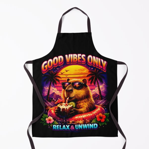 Item preview, Good Vibes Only Retro Summer Beaver – Relax & Unwind Synthwave Sunset designed and sold by Doodle-Bloom.