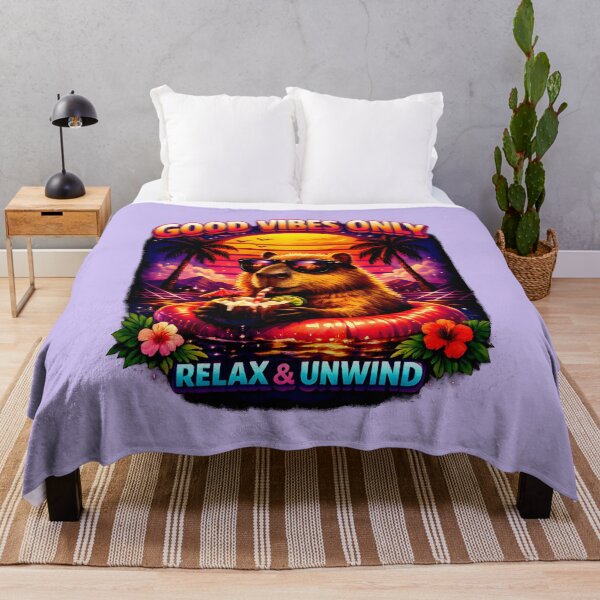 Item preview, Good Vibes Only Retro Summer Beaver – Relax & Unwind Synthwave Sunset designed and sold by Doodle-Bloom.