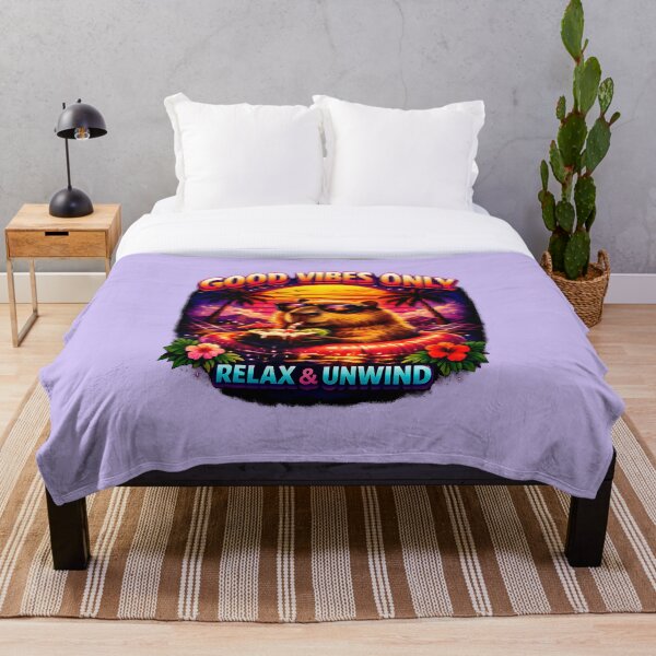 Item preview, Good Vibes Only Retro Summer Beaver – Relax & Unwind Synthwave Sunset designed and sold by Doodle-Bloom.