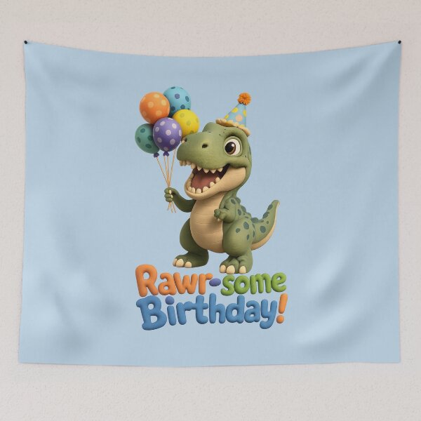 Item preview, Cute T-Rex Birthday Dinosaur - Rawr-some Birthday | Kawaii 3D Happy Birthday Animal Art designed and sold by Moons Studio.