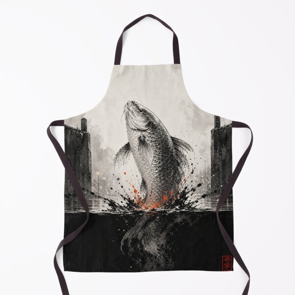 Item preview, Koi Dragon Gate Ink Wall Art designed and sold by oddpawstudio.