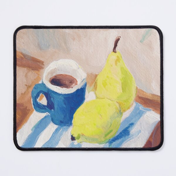 Item preview, Coffee Cup and Pears  | Colorful French Kitchen Still Life Art  designed and sold by CARRAANN.