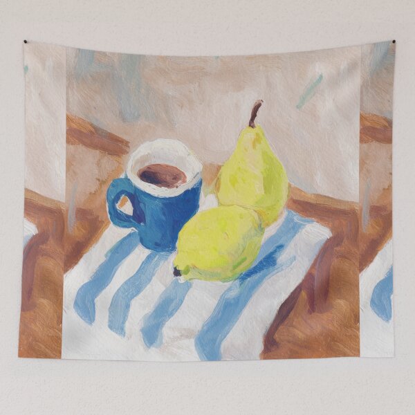 Item preview, Coffee Cup and Pears  | Colorful French Kitchen Still Life Art  designed and sold by CARRAANN.