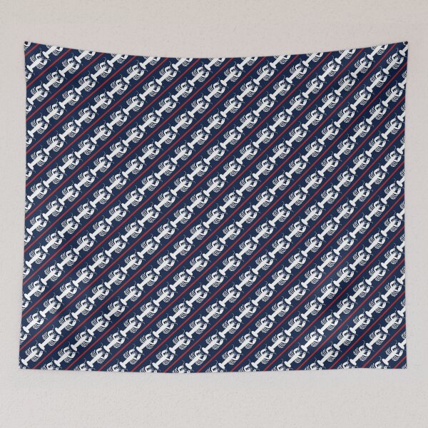 Item preview, Coastal Lobsters and Stripes Diagonal Pattern in Nautical Navy Blue White Red designed and sold by kierkegaard.