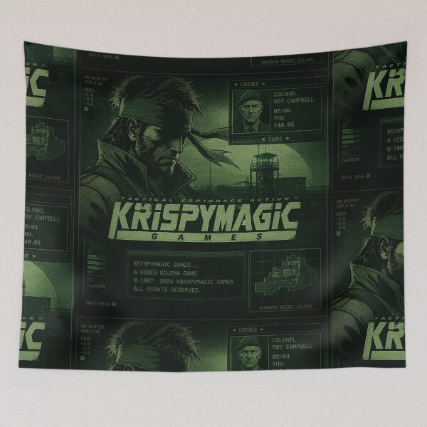 Item preview, Metal Gear Solid inspired KrispyMagicGames logo designed and sold by Krispymagic merch.