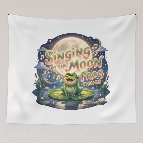 Item preview, Singing To The Moon Cottagecore Frog Night Art designed and sold by pradeepvisuals.