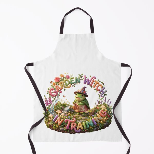 Item preview, Garden Witch In Training Cottagecore Frog Apron designed and sold by pradeepvisuals.