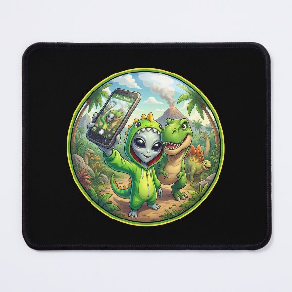 Item preview, Cute Alien In Dinosaur Costume Selfie With T-Rex designed and sold by Sunkhung.