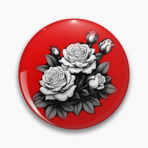 Item preview, VINTAGE FLOWERS, WHITE ROSES, ROSEBUDS, LEAVES, RETRO BLACK & WHITE FLORAL designed and sold by classic car craze.