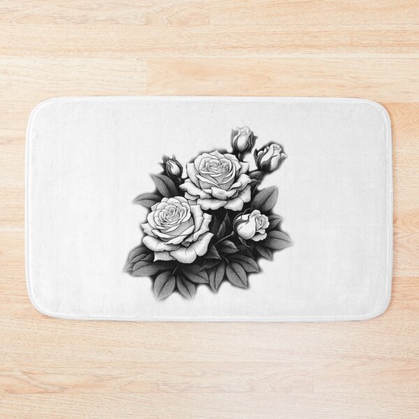 Item preview, VINTAGE FLOWERS, WHITE ROSES, ROSEBUDS, LEAVES, RETRO BLACK & WHITE FLORAL designed and sold by classic car craze.