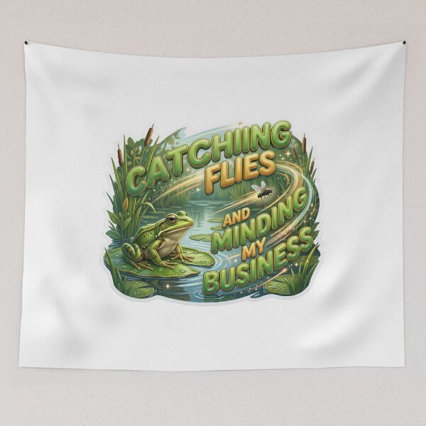 Item preview, Catching Flies Minding My Business Funny Frog Art designed and sold by pradeepvisuals.