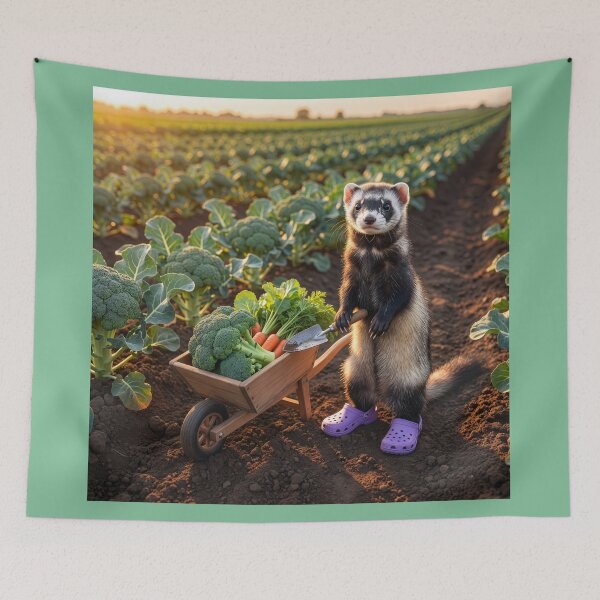 Item preview, Ferret Gardener Works in the Broccoli Fields designed and sold by Tridentulus.