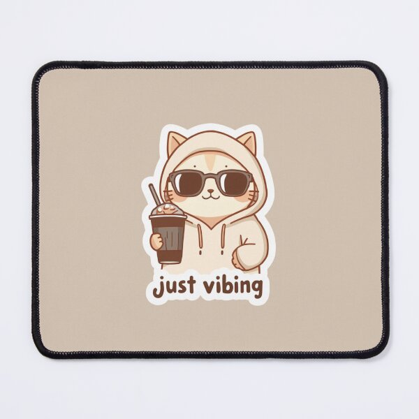 Item preview, Cool Cat Just Vibing Sticker Funny Kawaii Minimalist Design designed and sold by Digital_products_0111.