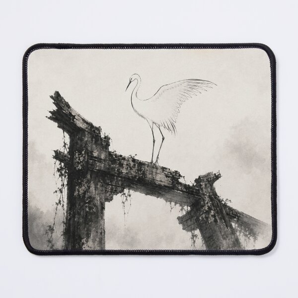 Item preview, Lone Crane Broken Gate Wall Art designed and sold by oddpawstudio.