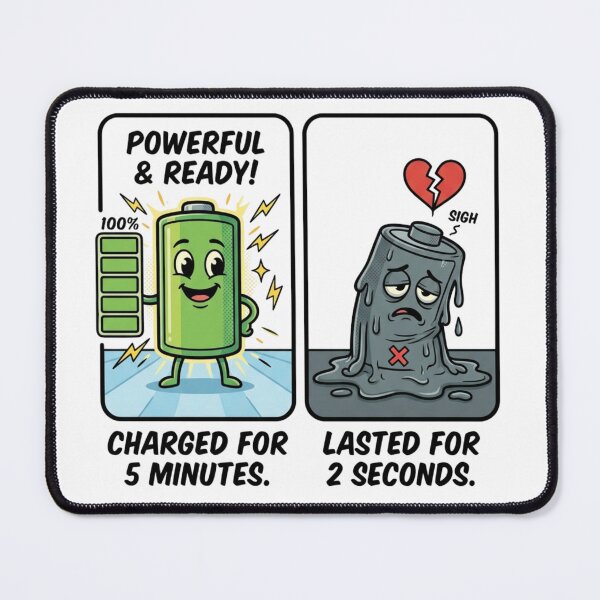 Item preview, Charged For 5 Minutes Lasted For 2 Seconds Funny Battery designed and sold by TaiwanMemory.