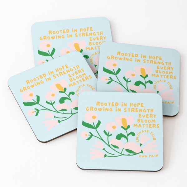 Item preview, Rooted in Hope Growing in Strength Inspirational Floral Quote designed and sold by SilverSeaBKK.