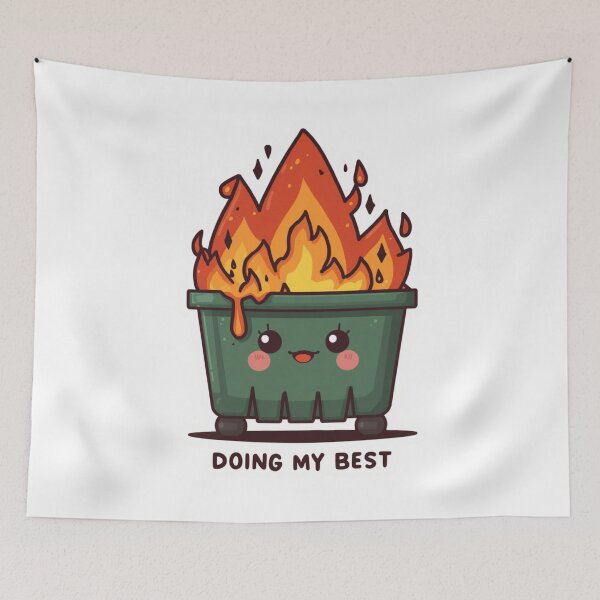 Item preview, Doing My Best Funny Dumpster Fire Sticker | Cute Kawaii Chaos Humor | Sarcastic Mental Health Gift designed and sold by magiquecreations.
