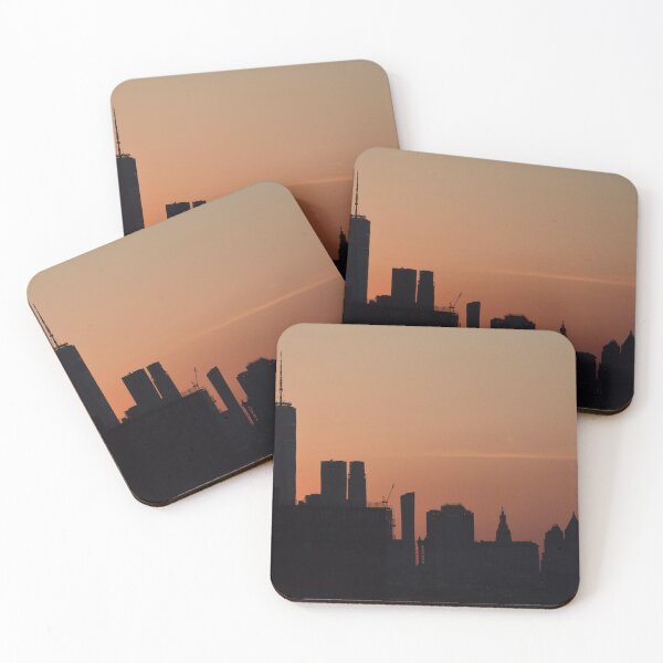 Item preview, NYC Skyline at sunset in an Orange glow designed and sold by JaysUrbanLense.